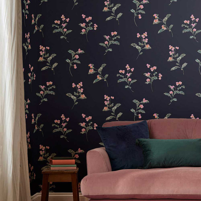 Wallpaper By Joules - Swanton Floral Midnight Navy Walllpaper