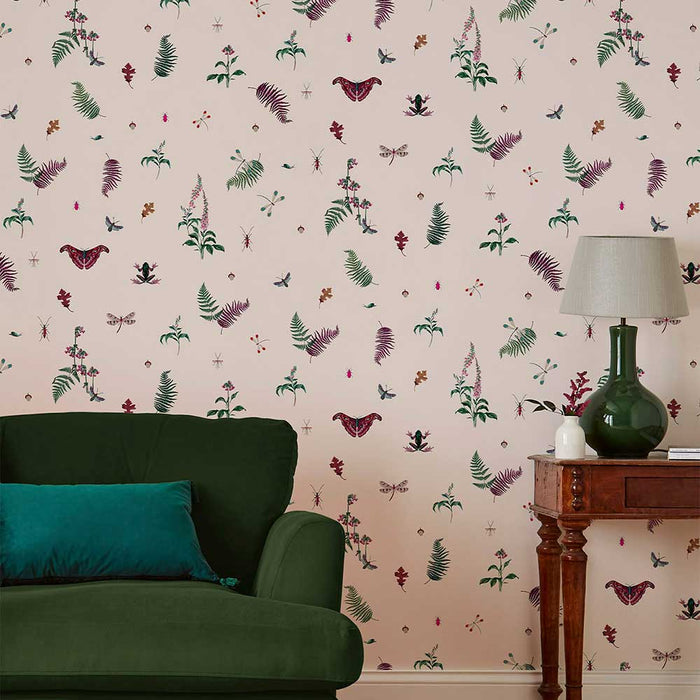 Wallpaper By Joules - Midnight Beasts Blush Creme