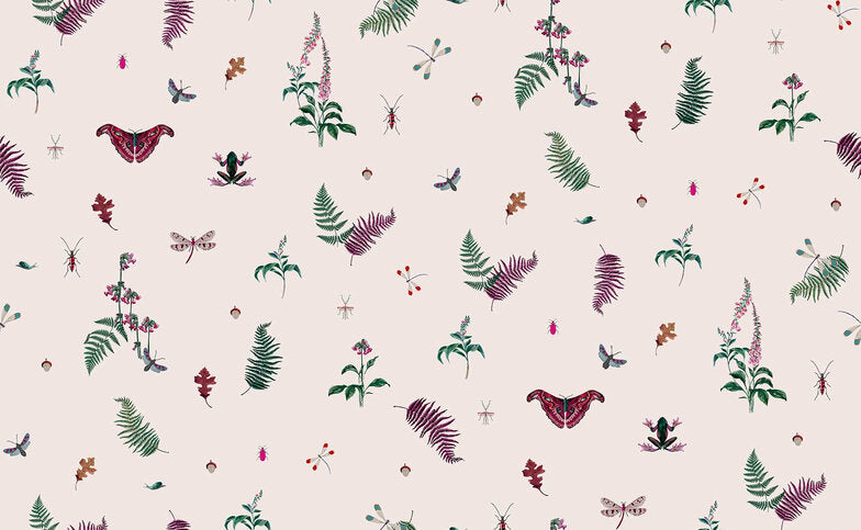 Wallpaper By Joules - Midnight Beasts Blush Creme