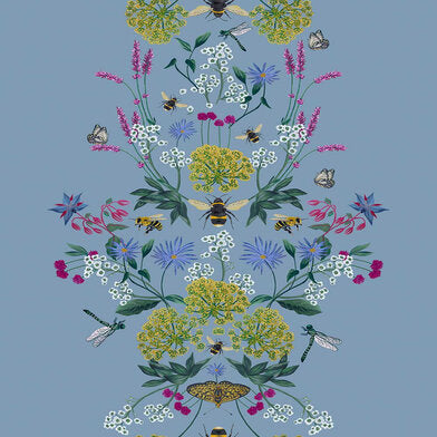 Wallpaper By Joules - Perfect Pollinators Haze Blue