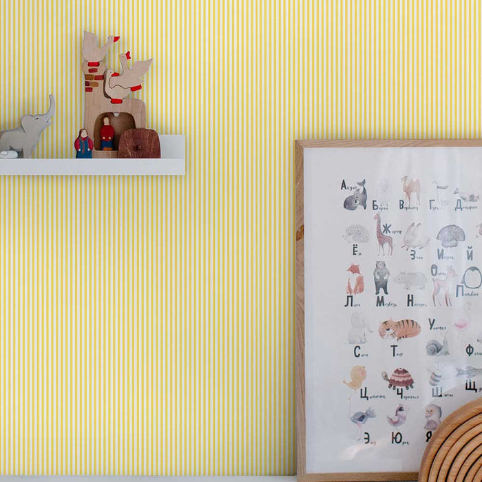 Wallpaper By Joules - Country Critters Ticking Stripe Lemon