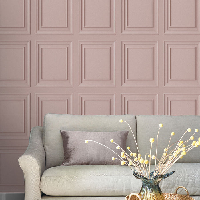 Laura Ashley Redbrook Wood Panel Wallpaper - Blush