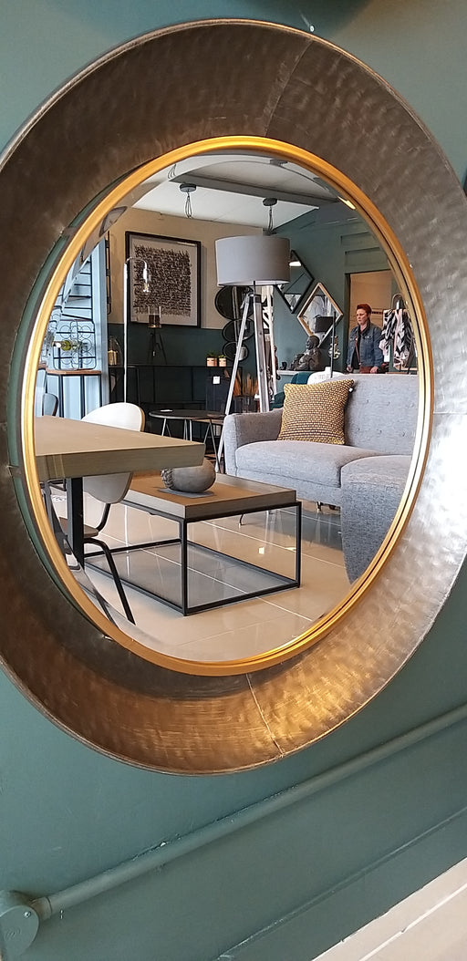 Harrington Metal Wall Mirror, Round, Bronze Frame