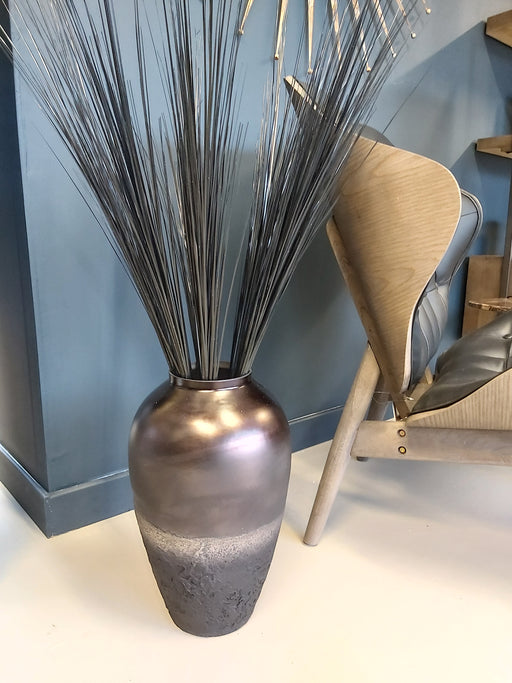 Metallic Floor Flower Vase, Metal, Bronze Ash 