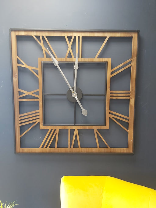 Rustic Wood & Metal Square Skeleton Clock - Decor Interiors -  House & Home