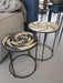 Panama Seagrass Side Tables, Black Metal Frame, Round Handwoven Top