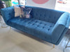 Harita 3 Seater Sofa, Blue Velvet, Wooden Frame, Metal Legs, padded upholstery