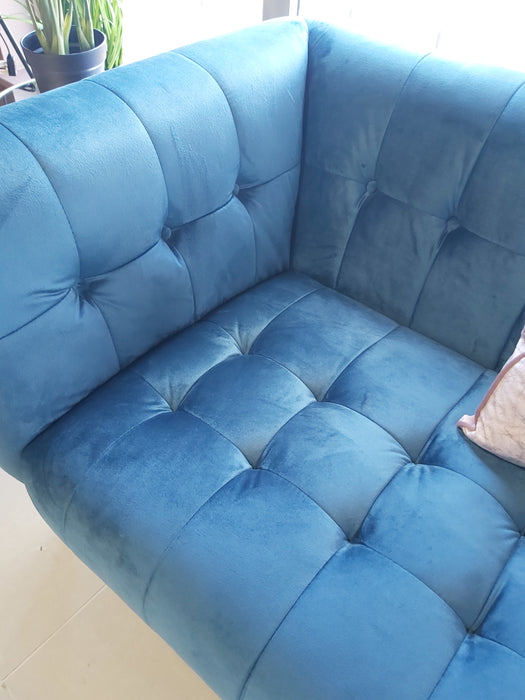 Harita 3 Seater Blue Velvet Sofa - Decor Interiors -  House & Home