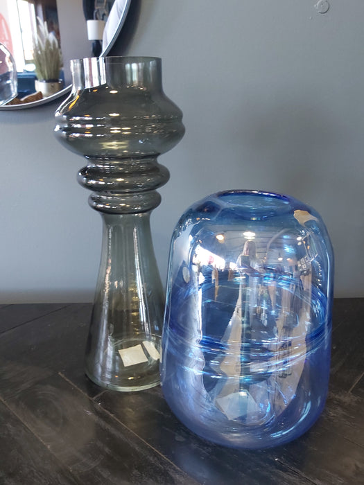 Erimida Blue Glass Vase - Decor Interiors -  House & Home