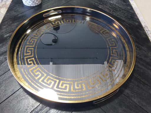 Black & Gold Greek Pattern Mirror Tray - Decor Interiors -  House & Home