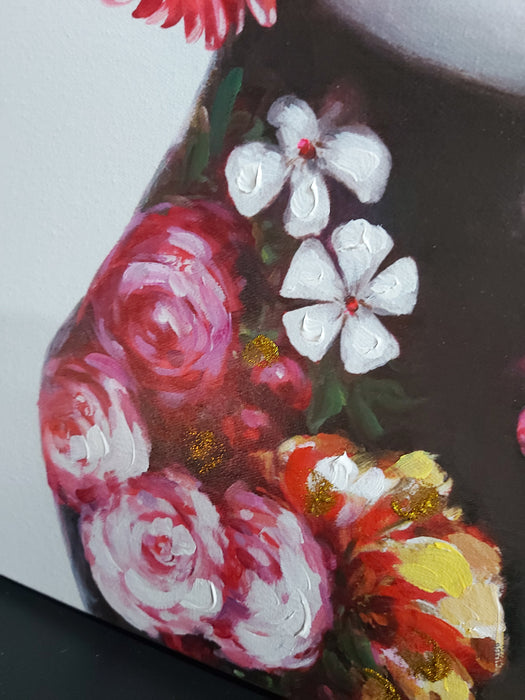 Frameless Canvas - Floral Woman 80 X 80 cms