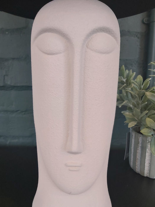 Rowan Matt Cream Textured Ceramic Table Lamp with Face Detail