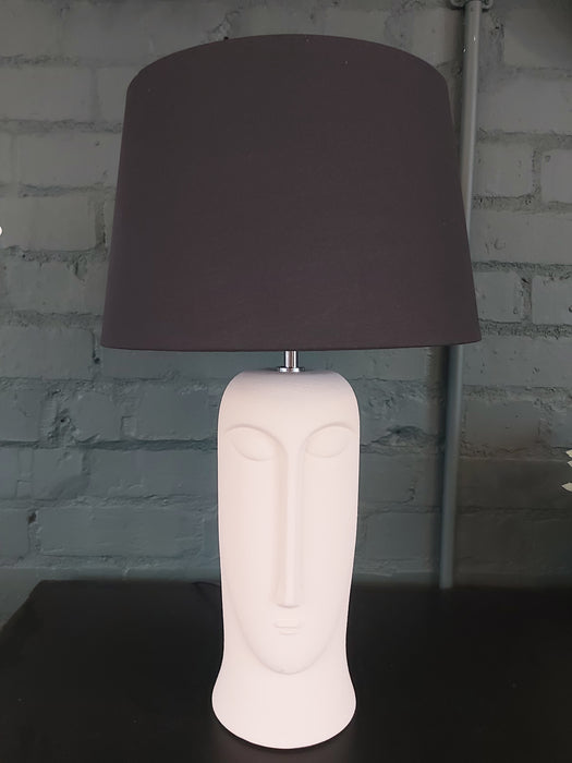 Rowan Matt Cream Textured Ceramic Table Lamp with Face Detail