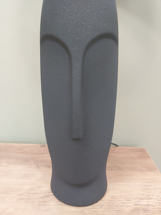 Rowan Matt Black Textured Ceramic Table Lamp with Face Detail