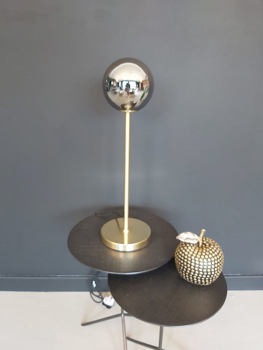 Arabella Smoked Glass Orb & Gold Metal Table Lamp