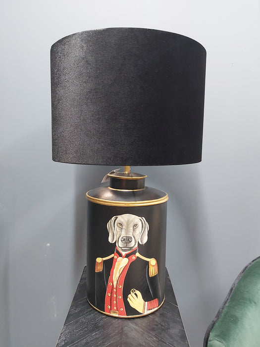 Hand Painted Black Weimaraner Table Lamp Base