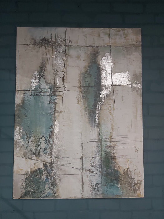 Teal Abstract Painting - At a Distance -120 X 90 cm