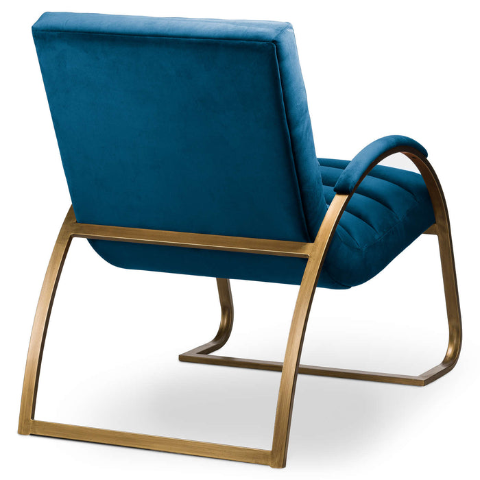 Navy And Brass Ribbed Ark Accent Chair