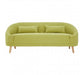 Holland 2 Seater Sofa, Green Linen Cotton, Beautiful Finished Wooden legs, 2 Matching Cushions