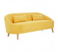 Holland Yellow Linen Sofa, Beautiful Finished Wooden legs, 2 Matching Cushions, Curved Backrest