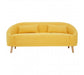 Holland Yellow Linen Sofa, Beautiful Finished Wooden legs, 2 Matching Cushions, Curved Backrest
