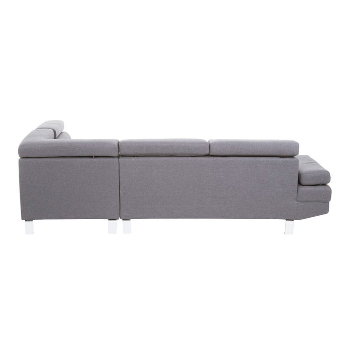 Clements Modular Corner Sofa, Grey Linen, Chrome Feet, Tapered Back, Slanting Arms