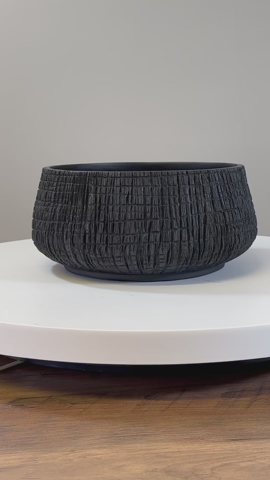 Black Bowl, Round, Textured, 30cm