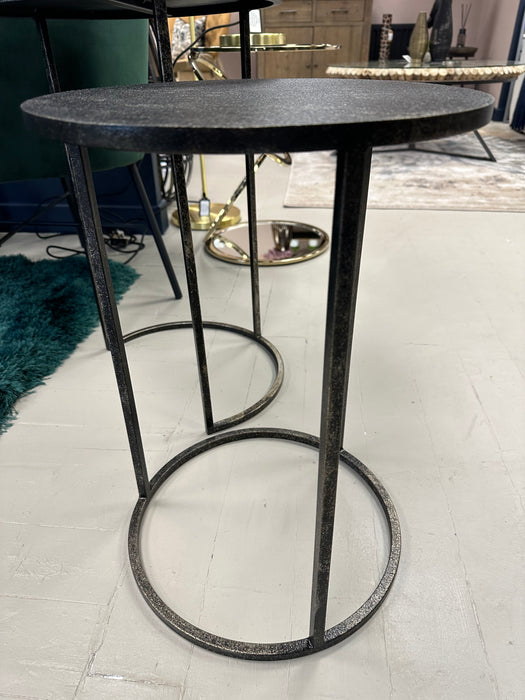 Industrial Distressed Black / Silver Nesting Side Tables