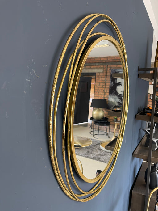 Gold Metal Wall Mirror, Spiral, Round Frame, Gold, 90cms