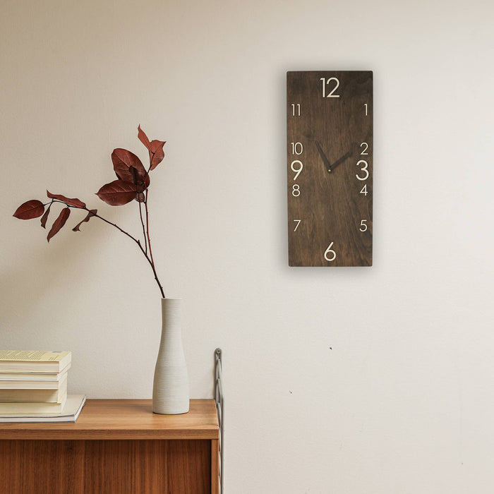 Handmade Wall Clock, Dark Wood