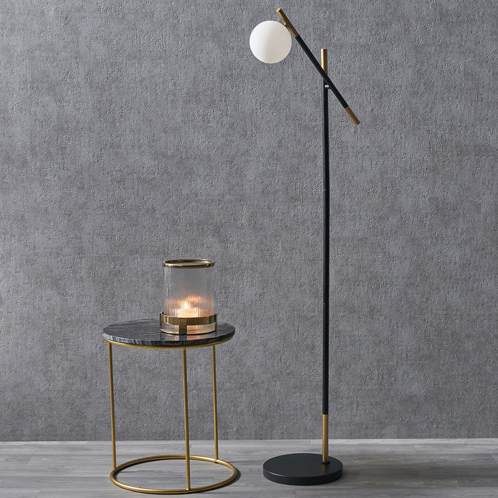 Wanda White Orb and Black & Gold Metal Floor Lamp