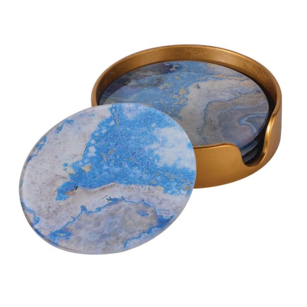 Set of Blue Marble Effect Coasters - Decor Interiors -  House & Home