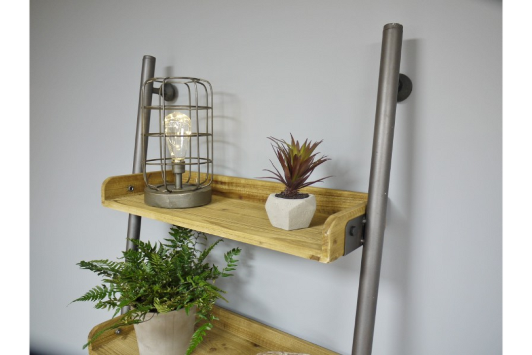 Ladder Shelving & Drawers Finished in Rustic Wood & Metal