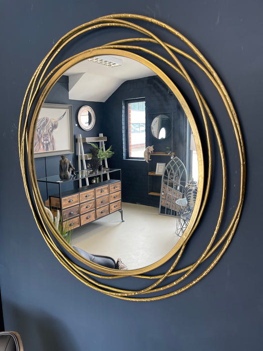 Gold Round Spiral Wall Mirror - 90cms - Decor Interiors -  House & Home