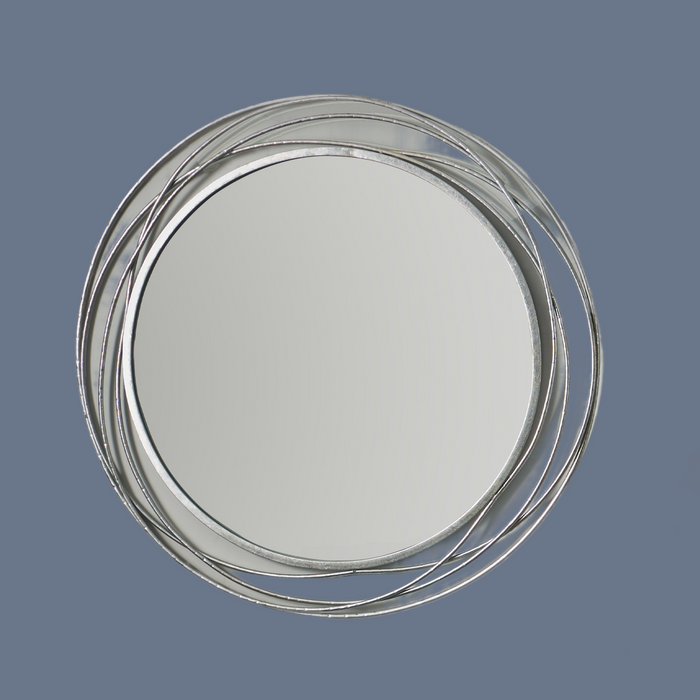 Juliettte Round Wall Mirror, Spiral, Metal Frame, Satin Silver, 90cms