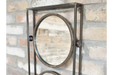Industrial Metal Wall Mirror, Rectangle, Bronze Frame, Triple Circular