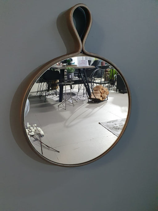 Round Wall Mirror, Metal, Bronze Frame