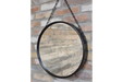 Round Wall Mirror, Metal Frame, Black, Chain