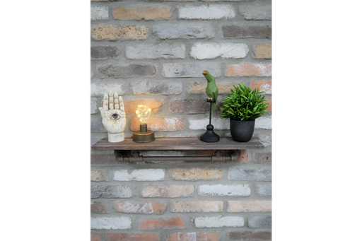 Wood & Metal Pipe Wall Shelf - 64cms - Decor Interiors -  House & Home