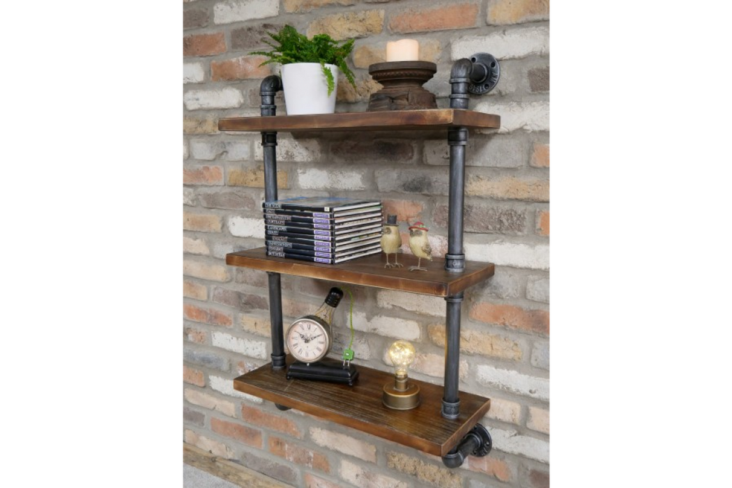 Wood & Metal Industrial Style Pipe Wall Shelving - Decor Interiors -  House & Home