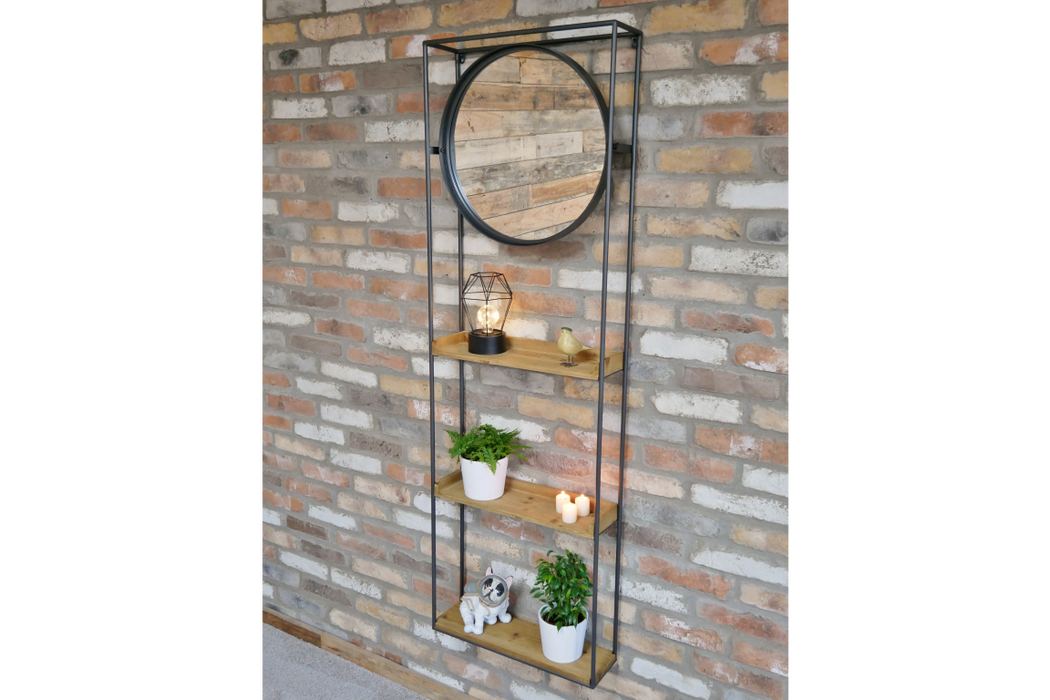 Brixton Industrial Wall Shelving Unit with Mirror - Decor Interiors -  House & Home