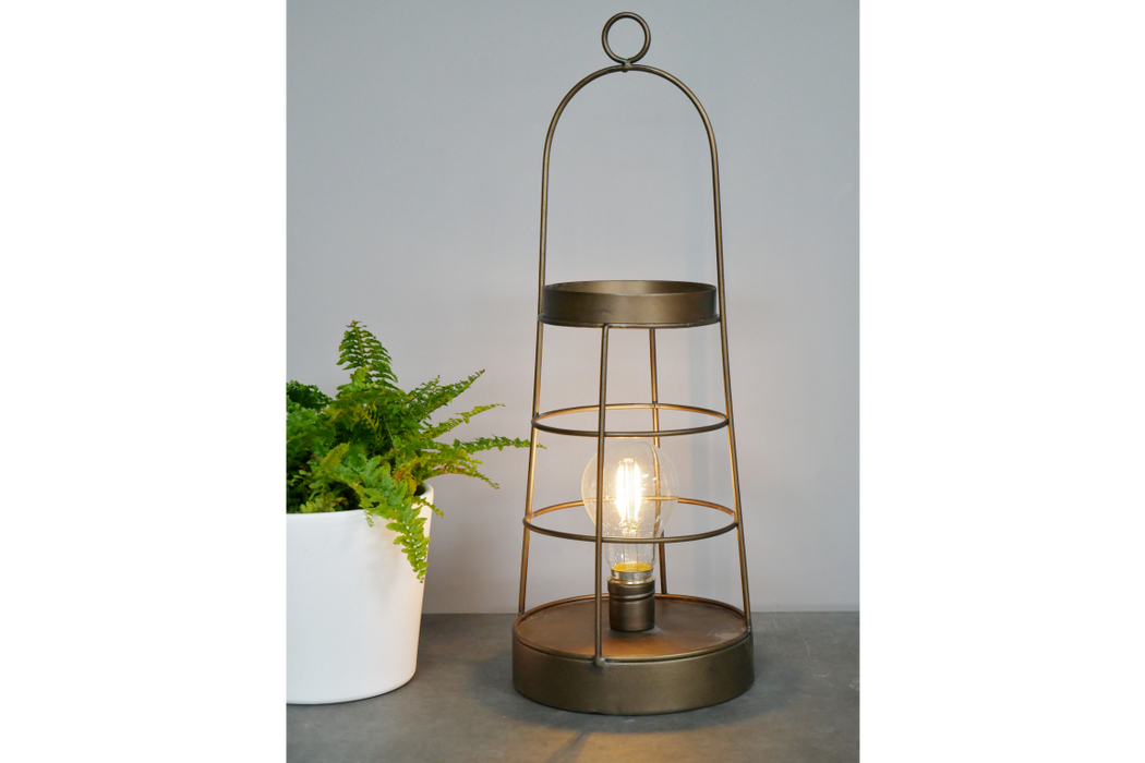 Bronze Metal Cage Lantern / Table Lamp - Decor Interiors -  House & Home