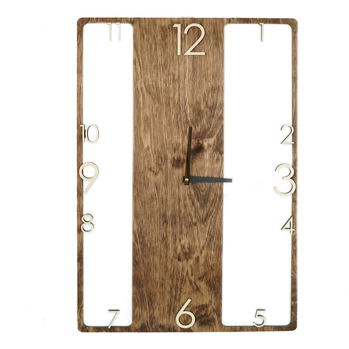 Handmade Rectangular Wall Clock, Natural Wood - 57 x 23 cm