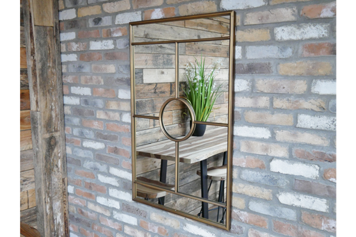 Aged Gold Rectangle Window Mirror - Decor Interiors -  House & Home
