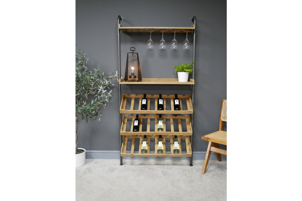 Rustic / Industrial Wood & Metal Standing Wine Cabinet - Decor Interiors -  House & Home