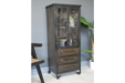 The Works Display Cabinet, Distressed Bronze, 3 Drawers, 2 Glass Doors
