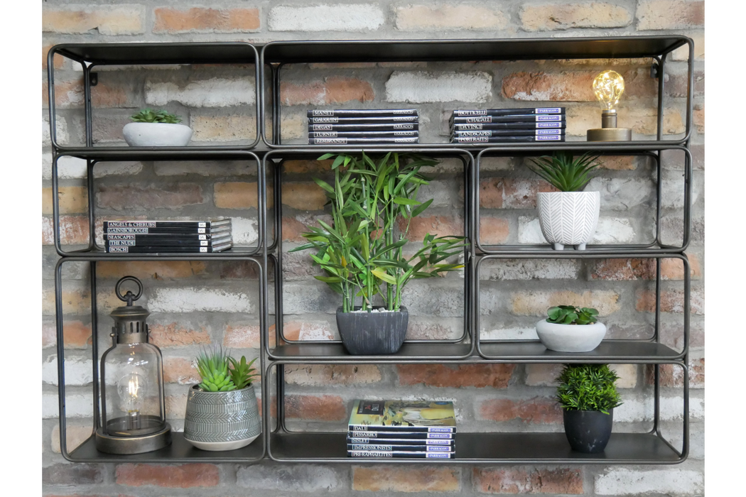 Large Metal Wall Shelving Unit In Black (Out Of Stock)