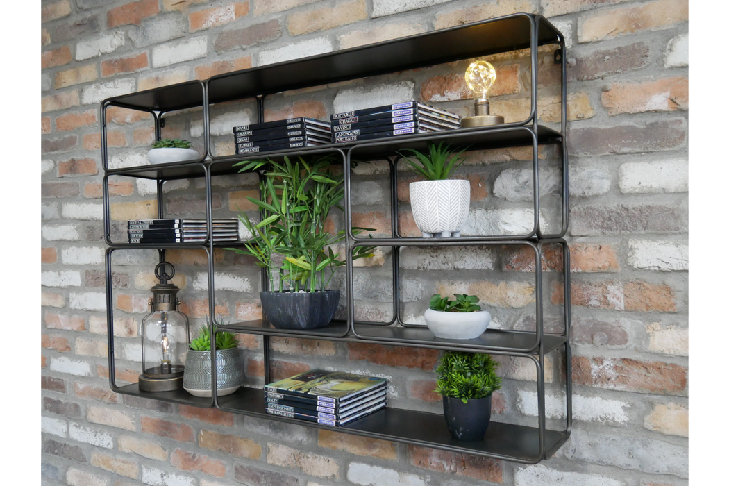 Large Metal Wall Shelving Unit In Black (Out Of Stock)