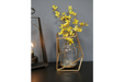 Flower Bud Vase, Gold Metal Frame, Clear Glass