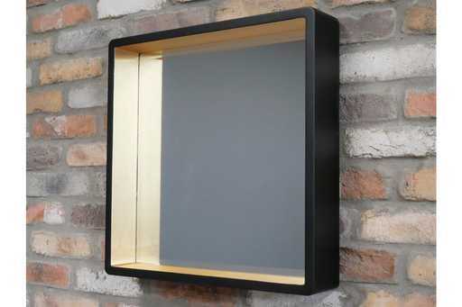 Wooden Wall Mirror, Square Frame, Black Gold , 53 x 53 cm